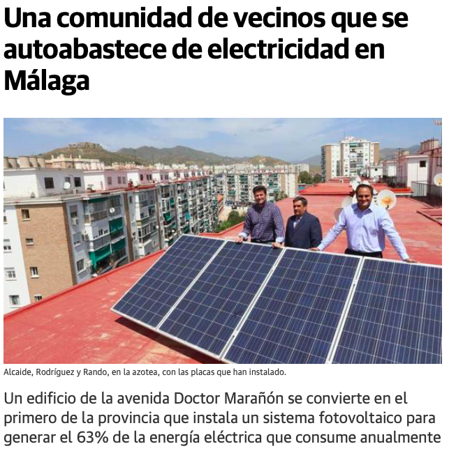 Noticia Diario Sur Autogeneración Energía Comunidad de Vecinos Málaga